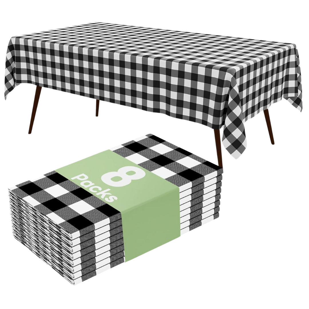 8-Packs Waterproof Buffalo Disposable Table Cloth (54" x 108")