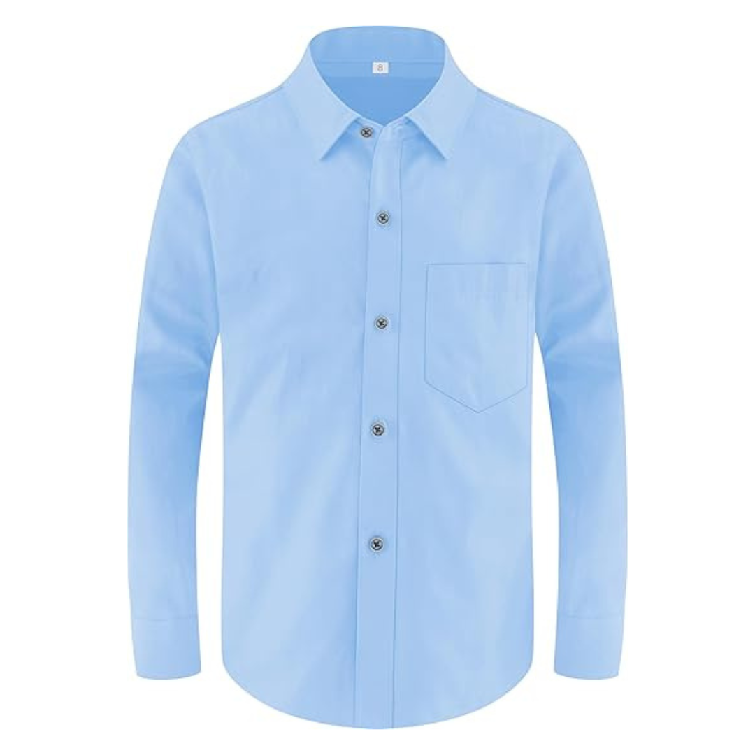 World Boys' Long Sleeve Solid Buttoned Cuffs Dress Shirt