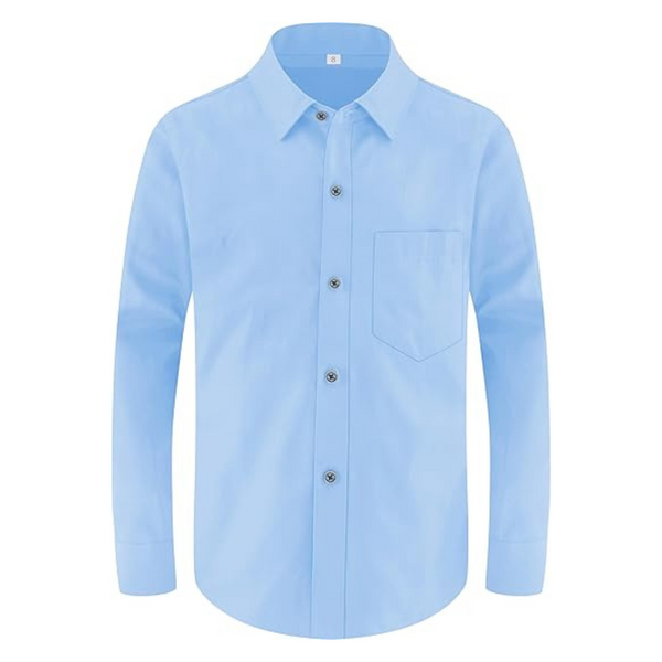World Boys' Long Sleeve Solid Buttoned Cuffs Dress Shirt