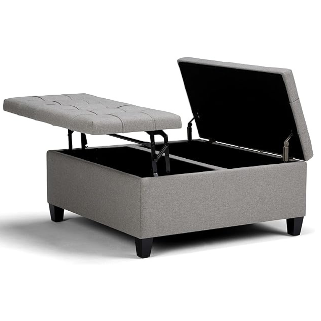 Linen 36" Lift Top Storage Ottoman