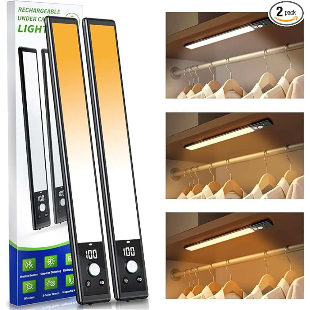 2-Pack LED Under Cabinet Lights With Digital Display