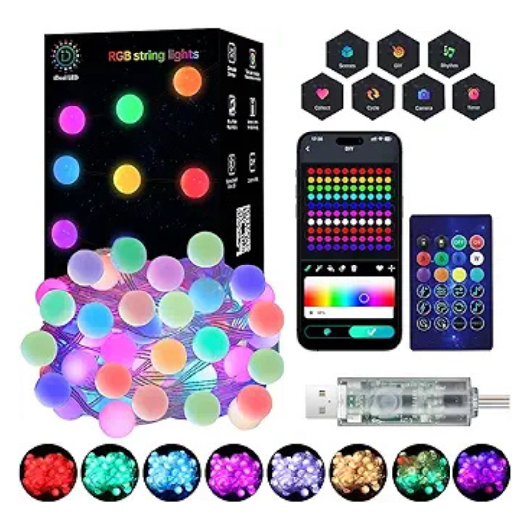 33ft Super RGB Color Changing Globe String Lights