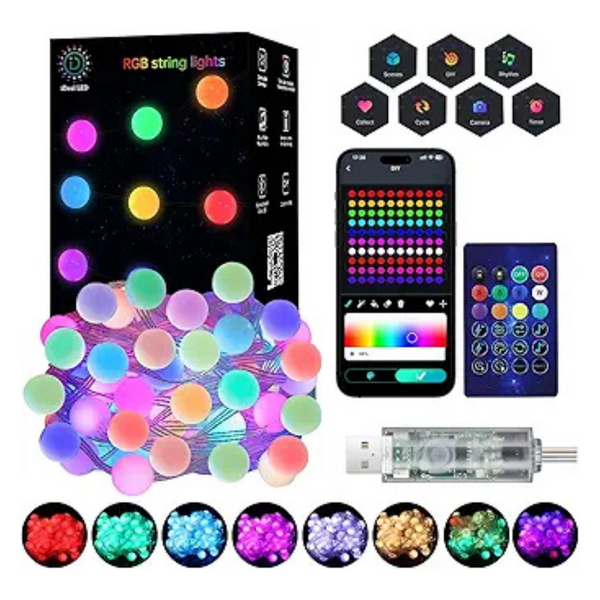 33ft Super RGB Color Changing Globe String Lights