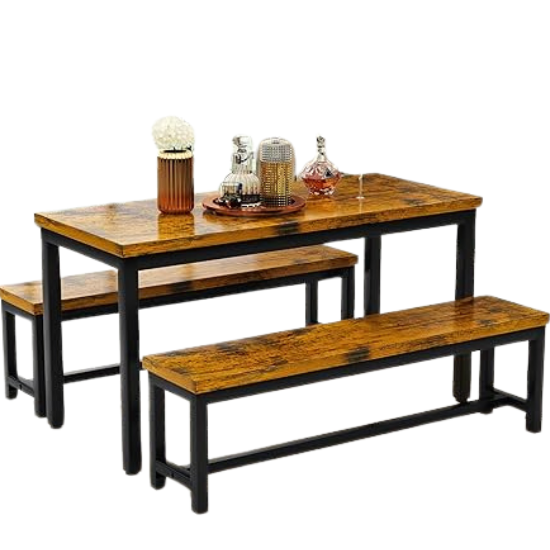 AWQM Dining Room Table Set With 2 Benches