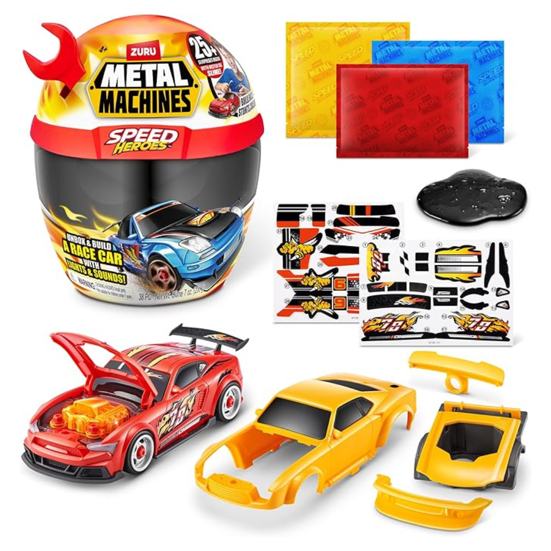 Metal Machines Speed Heroes, 20+ Surprises, Build Your Own Car, Two Bodies, Lights & Sounds