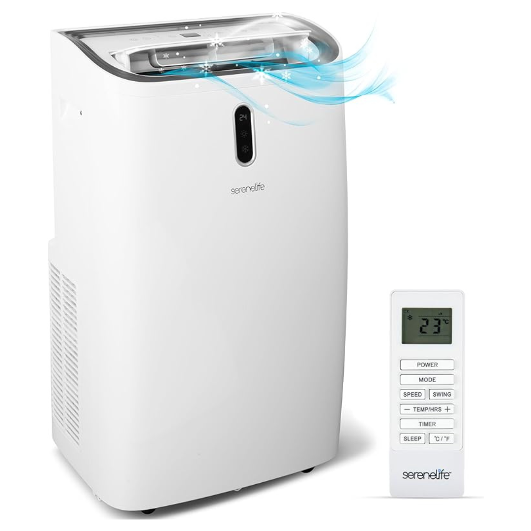 SereneLife 12000 BTU Portable Air Conditioner With Built-In Dehumidifier