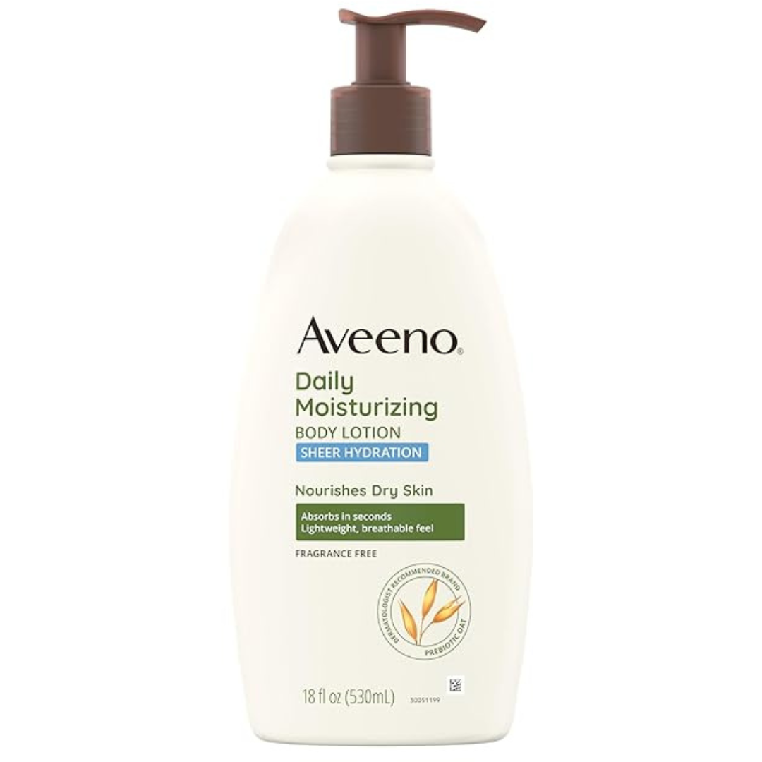 Aveeno Sheer Hydration Daily Moisturizing Fragrance-Free Lotion With Nourishing Prebiotic Oat (18 Fl. Oz)