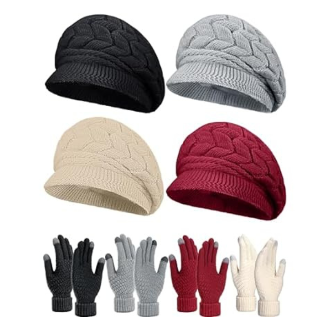 8-Pieces Newcotte Women Hats Gloves Winter Set
