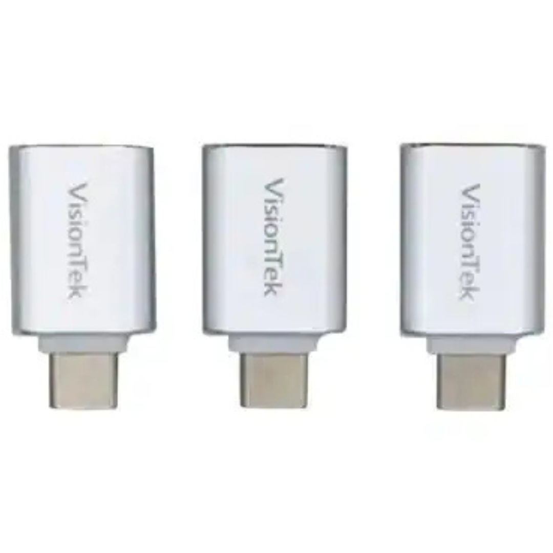 3-Pack VisionTek USB C To USB A Adapter (M/F)