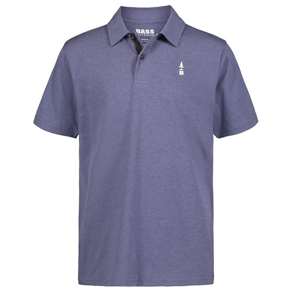 Bass Outdoor Boys Short Sleeve Solid Polo (Blue Indigo Heather)