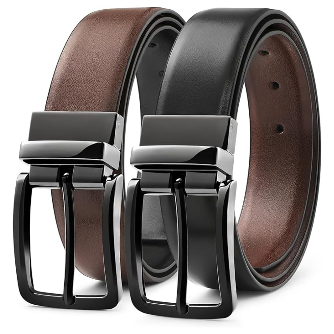 Milorde Men's Black/Brown Reversible Leather Belt