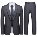 2-Piece Wulful Men's Slim Fit Suit Set (Dark Grey)