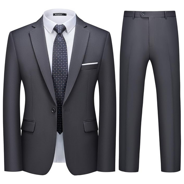 2-Piece Wulful Men's Slim Fit Suit Set (Dark Grey)