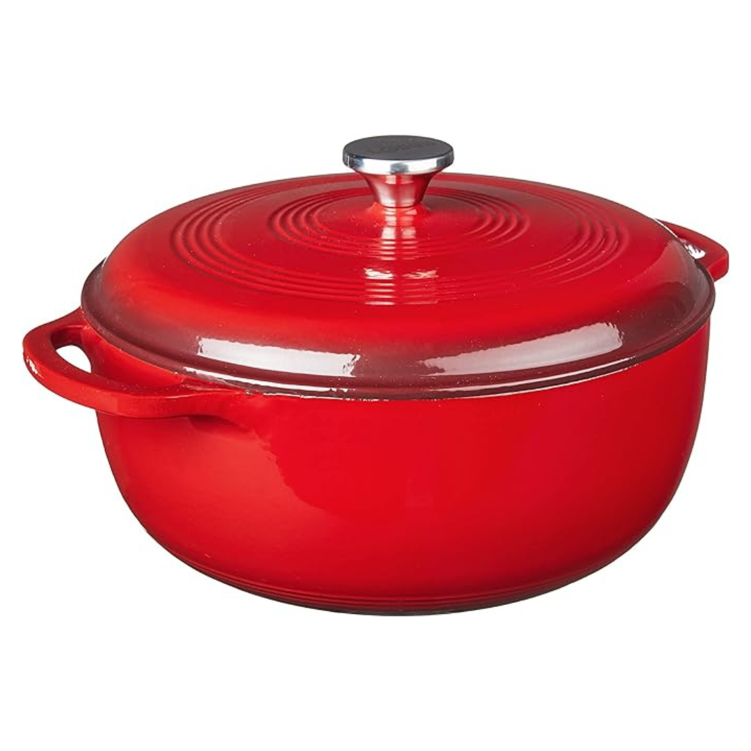 7.5-Qt Lodge Enameled Cast Iron Dutch Oven With Lid (Red)