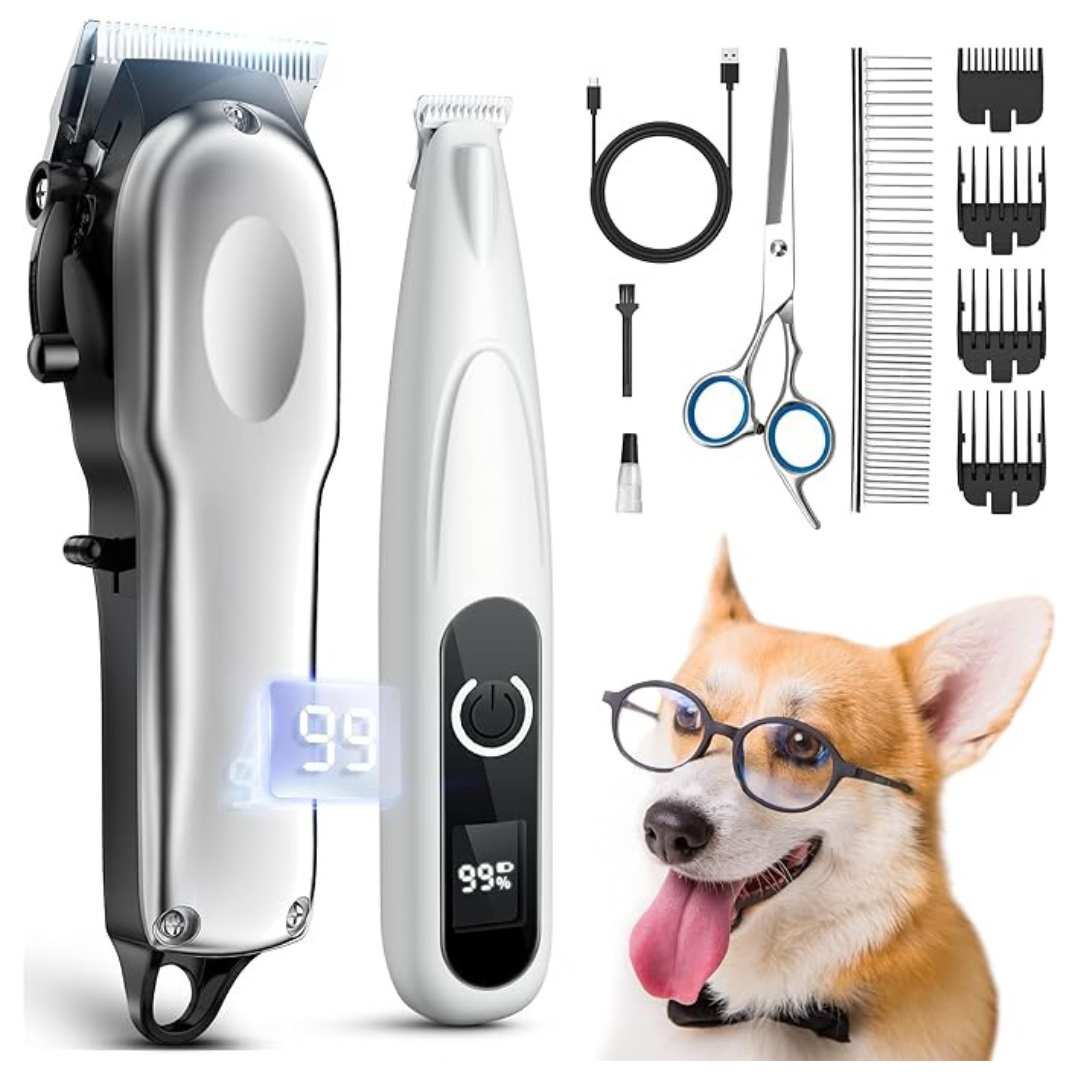 Papmini Low Noise Stainless Steel Pet Grooming Kit