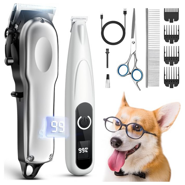 Papmini Low Noise Stainless Steel Pet Grooming Kit