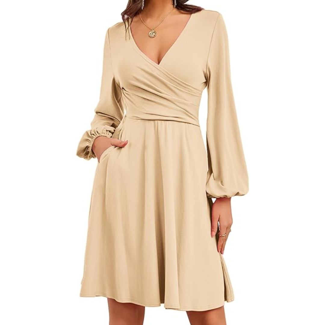 Women's Spring Trendy Wrap V Neck Party Dress