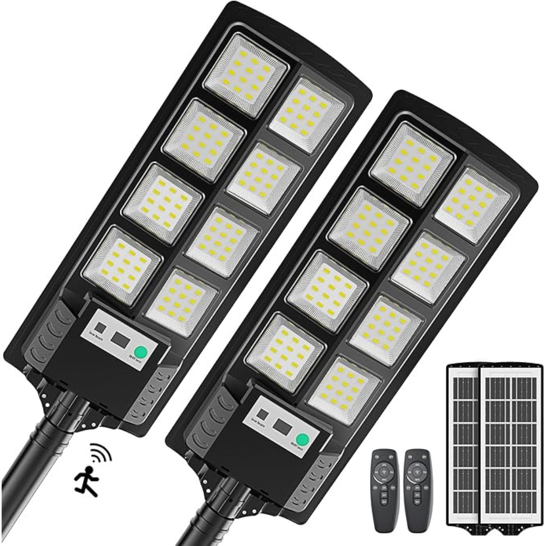 2-Pack Outdoor Solar Powered Street Lights with Remote