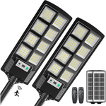 2-Pack Outdoor Solar Powered Street Lights with Remote