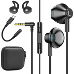 Black Wired Earbuds with Mic in-Ear Earphones