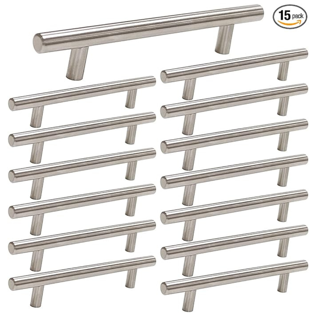 15-Pack Brushed Nickel Kitchen Cabinet Pulls Handles (3")