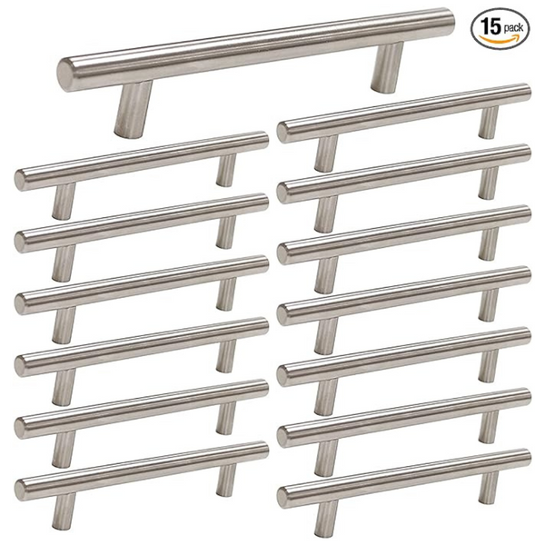 15-Pack Brushed Nickel Kitchen Cabinet Pulls Handles (3")