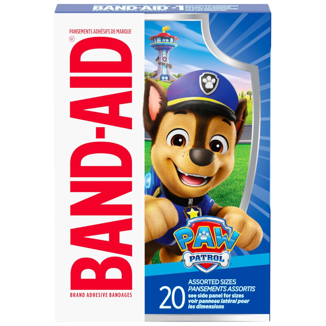 Band-Aid Brand Sterile Adhesive Individually Wrapped Bandages Featuring Paw Patrol Characters (20 ct)