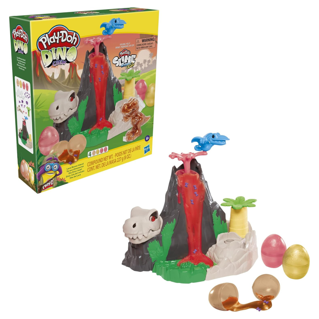 Play-Doh Slime Dino Crew Lava Bones Island Volcano Playset With HydroGlitz Eggs And Mix-ins