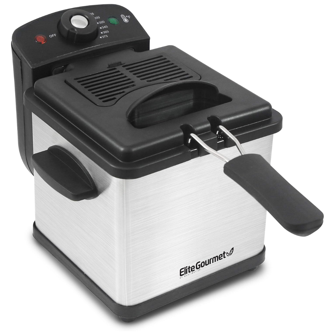 Elite Gourmet 800-Watt 1.6 Quart Electric Immersion Deep Fryer