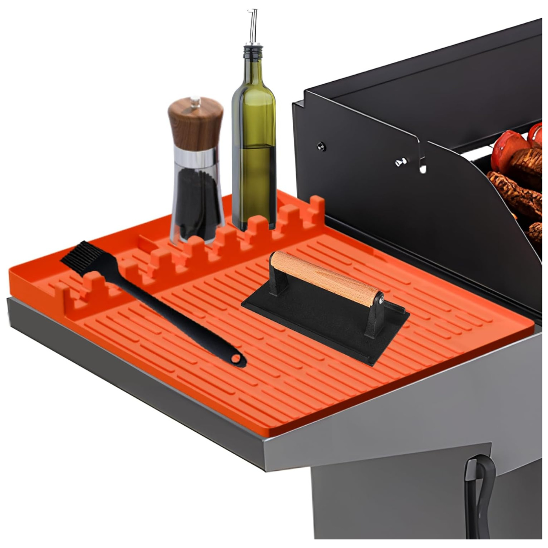 Silicone Spatula Griddle Tools Mat With Drip Pad (16"L x 11.5"W)