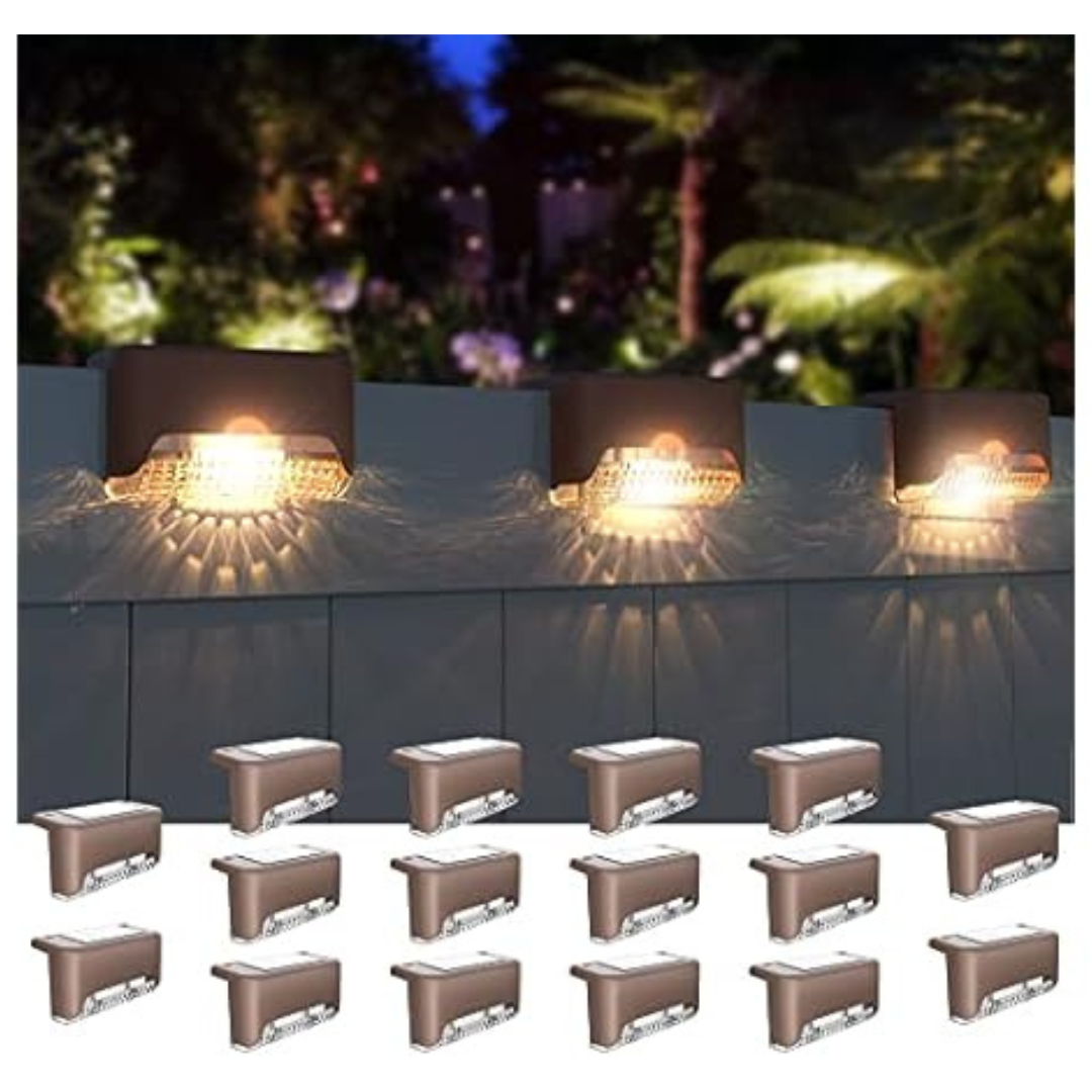16-Pack Waterproof LED Solar Powered Outdoor Fence Lights
