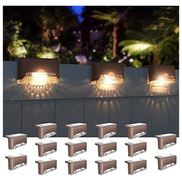 16-Pack Waterproof LED Solar Powered Outdoor Fence Lights