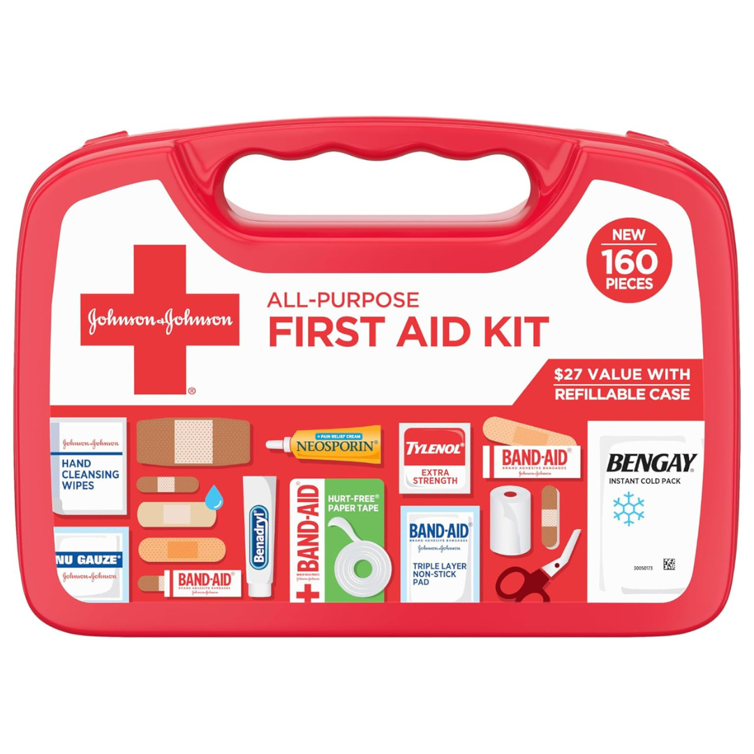 160-Pieces Johnson & Johnson All-Purpose Portable Compact First Aid Kit