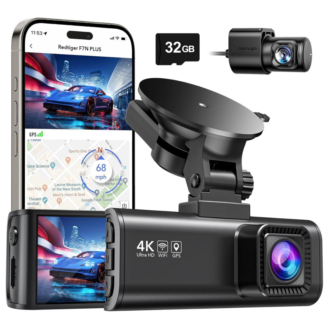 Redtiger F7NP Dash Cam 4K Front / 1080P Rear With Wi-Fi GPS & 3.16" Screen