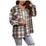 Women's Corduroy Long Sleeve Flannel Plaid Shacket (Various)