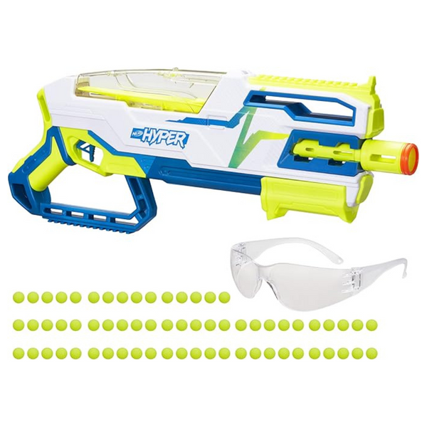 Nerf Hyper Siege-50 Pump-Action Blaster with 65 Rounds & Safety Glasses