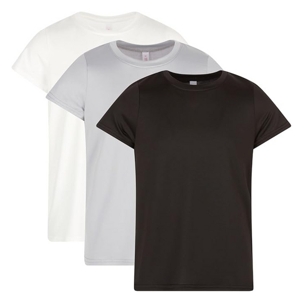 3-Pack Girl's Athletic Crewneck Short Sleeve Active Top