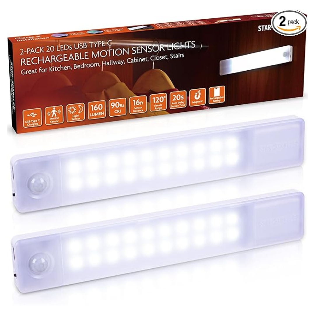 2-Pack STAR-SPANGLED 8" Motion Sensor Under Cabinet Lights