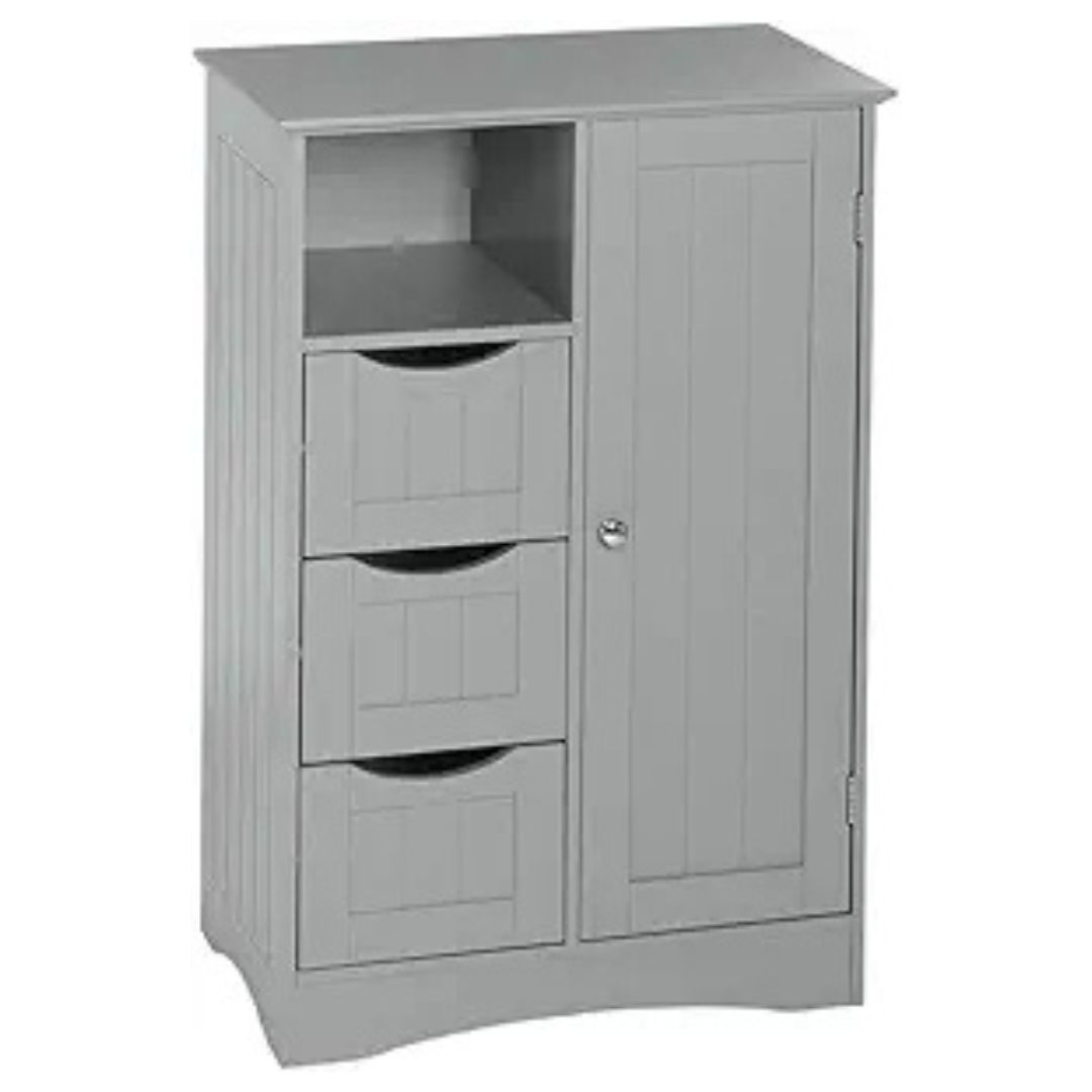 RiverRidge Ashland Collection 1 Door, 3 Drawer, Gray Floor Cabinet
