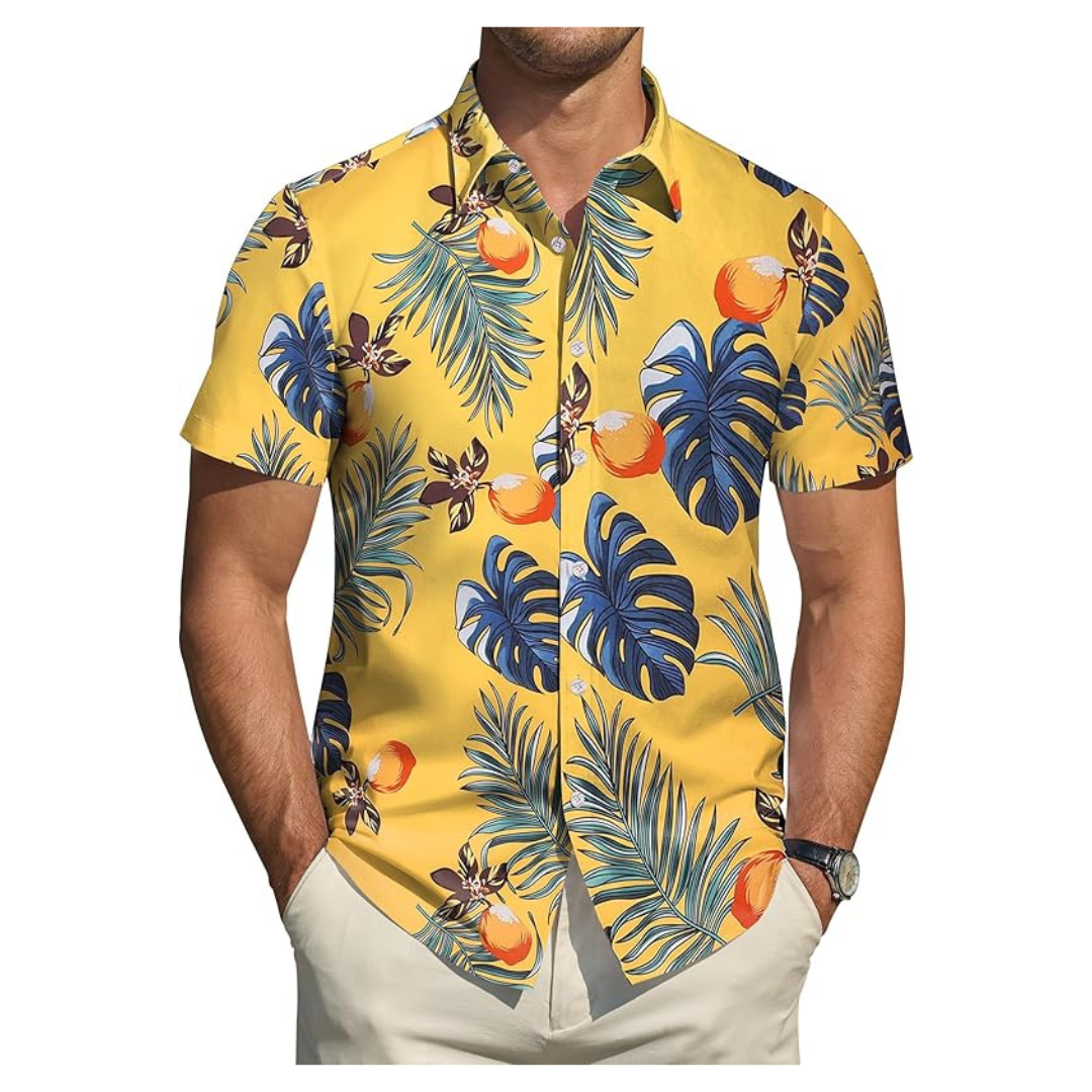 Men's Short Sleeve Button Down Hawaiian Beach Shirt