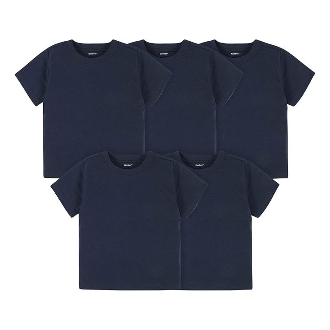 Gerber Baby Toddler 5-Pack Solid Short Sleeve T-Shirts (5 Pack)