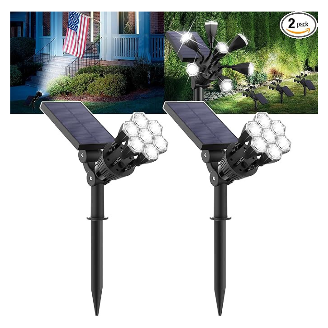 2-Pack Rumlecm Waterproof Auto On/Off Adjustable Landscape Spotlights