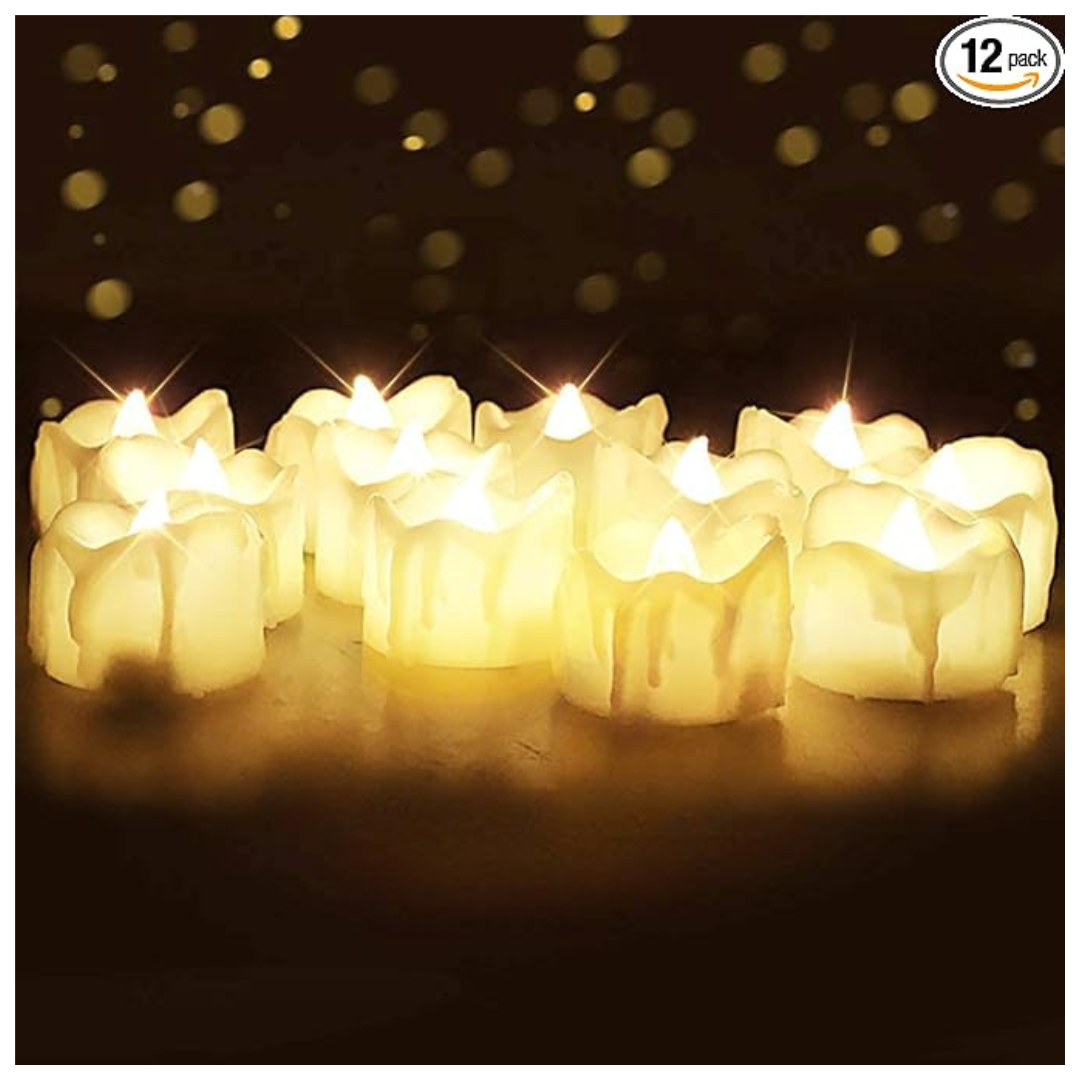 12-Pack Homemory Flameless Flickering Timer Tea Lights