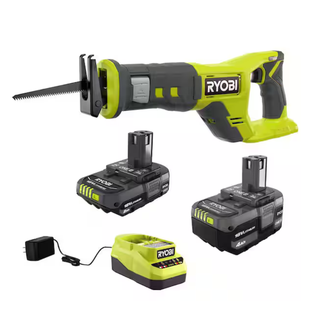 RYOBI ONE+ 18V Lithium-Ion Starter Kit + ONE+ 18V Cordless Reciprocating Saw