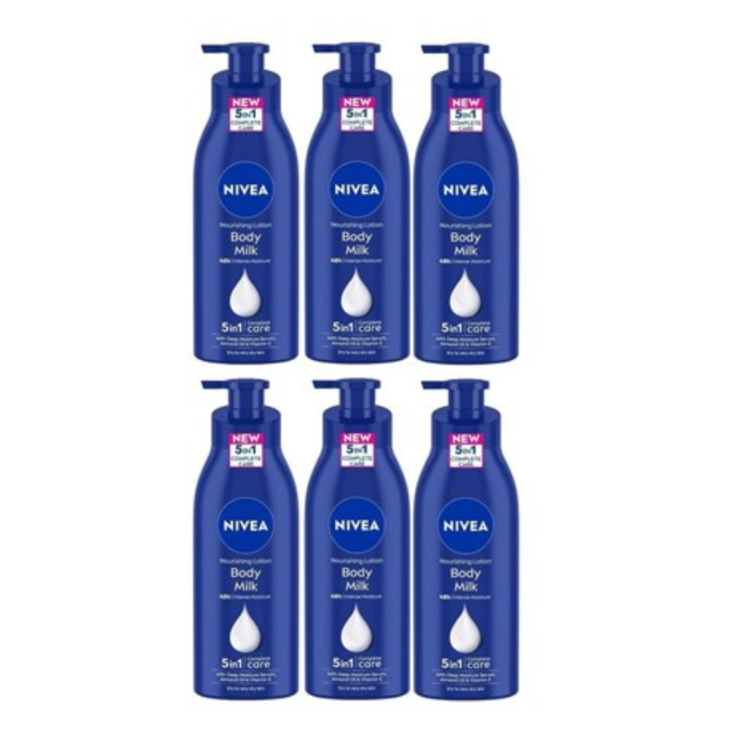 6-Pack Nivea Nourishing Body Milk Richly Caring Lotion, 400ml