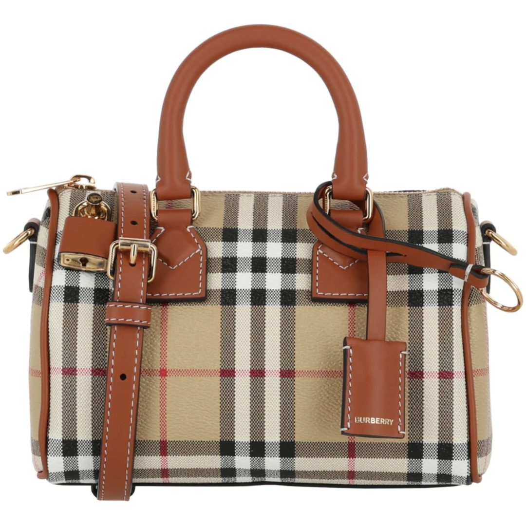 Burberry Women's Mini Check Bowling Bag (Brown)
