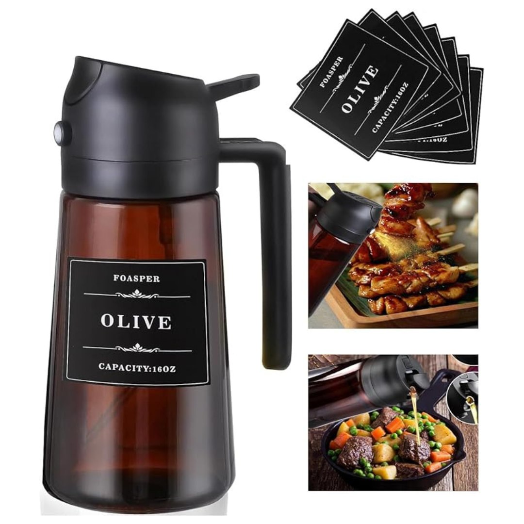16oz Foasper 2-In-1 Olive Sprayer Dispenser