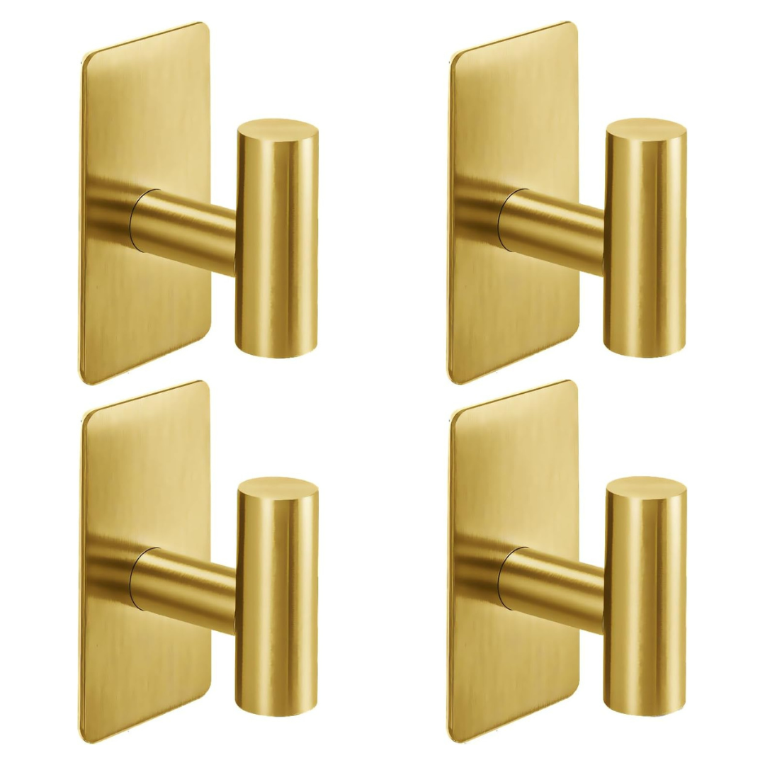 4-Pack Adhesive Stainless Steel Heavy Duty Wall Towel Hooks