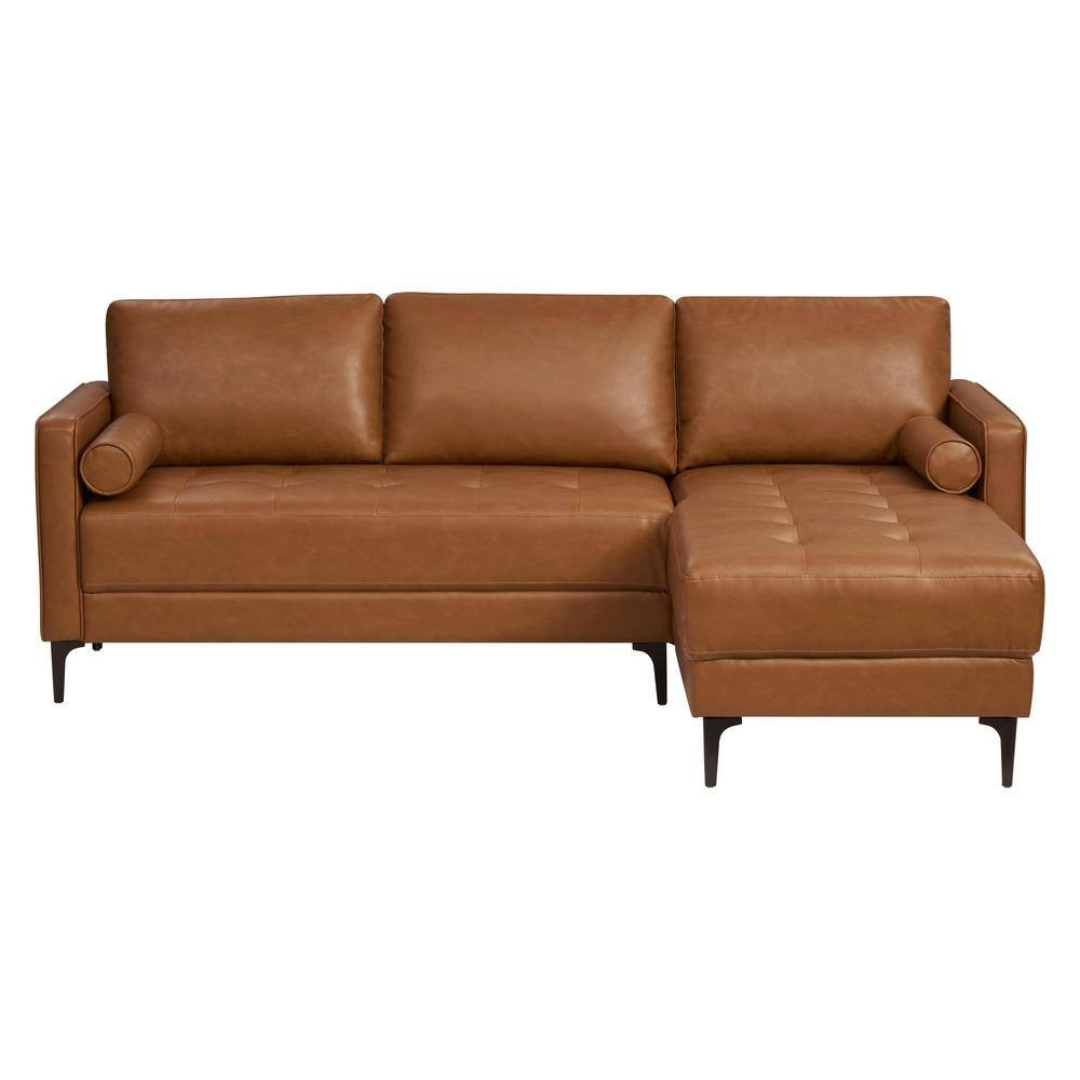 83.5" Square Arm 2-Piece Faux Leather Sectional Sofa