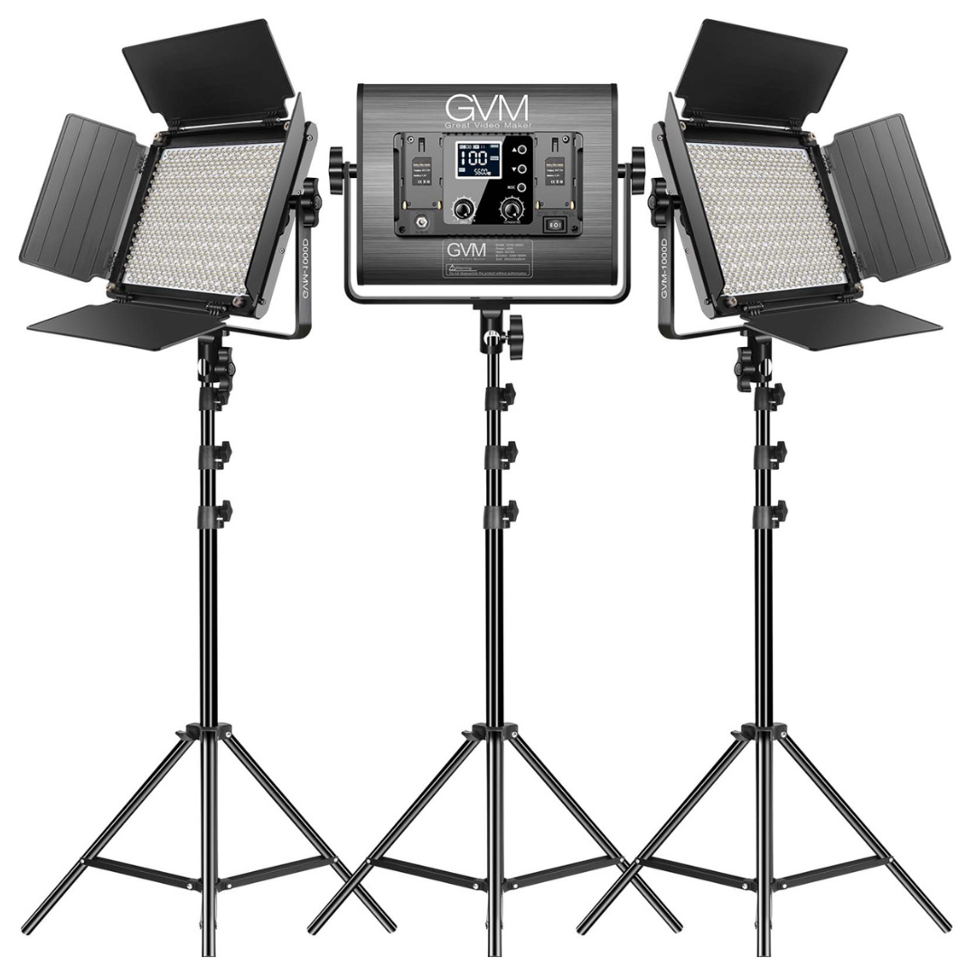 Gvm Rgb LED Studio Video Bi-Color Soft 1000D 3-Light Panel Kit